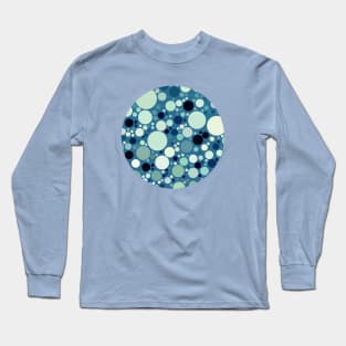 Ocean Blue Bubble Polka Dots Pattern Circle Long Sleeve T-Shirt